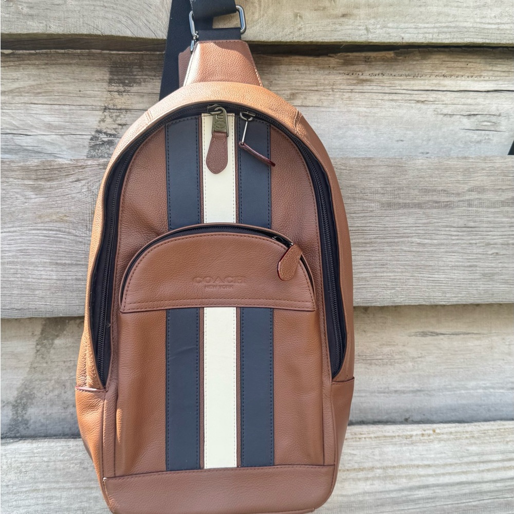 Coach Brown and Black Leather Belt Bag